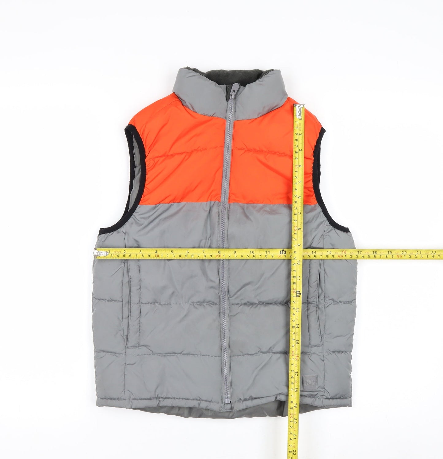 GAP Kids Boys Grey & Orange Padded Bodywarmer Gilet M 8-9 Years