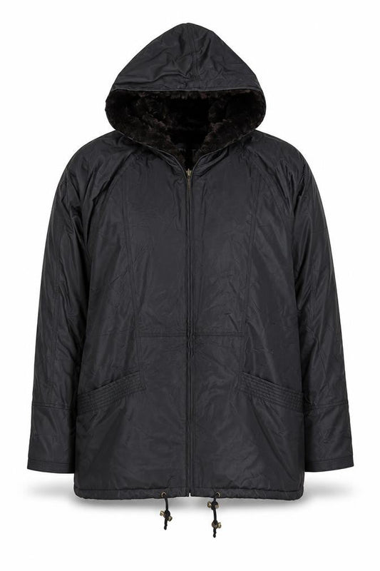 Miletta Women's Black Hooded Parka Jacket Size M Lined Winter Coat