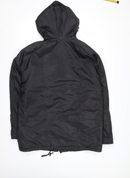 Miletta Women's Black Hooded Parka Jacket Size M Lined Winter Coat