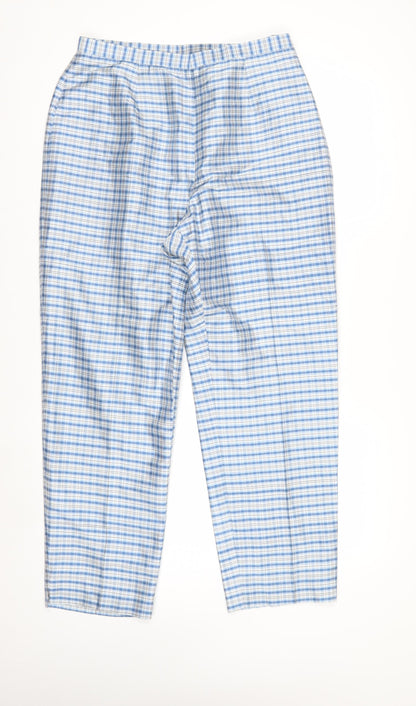 Jones New York Country Women's Blue Checked Silk Trousers Size 12