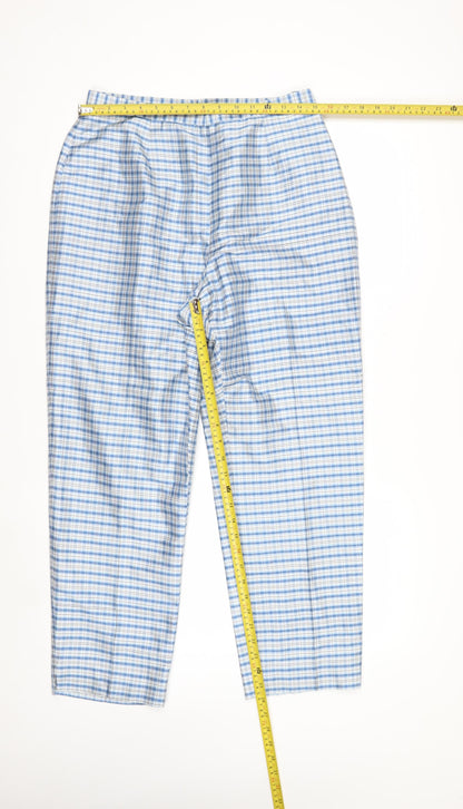 Jones New York Country Women's Blue Checked Silk Trousers Size 12