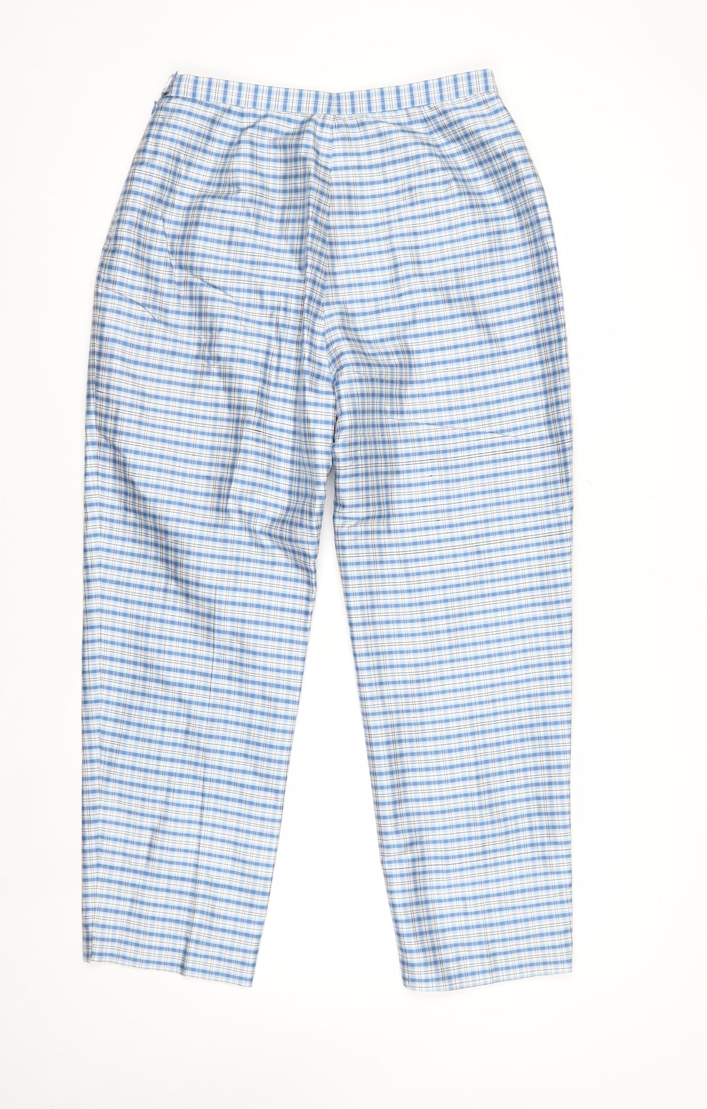 Jones New York Country Women's Blue Checked Silk Trousers Size 12