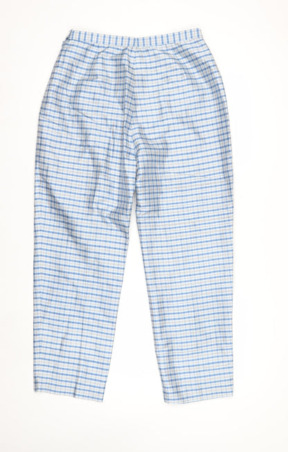 Jones New York Country Women's Blue Checked Silk Trousers Size 12