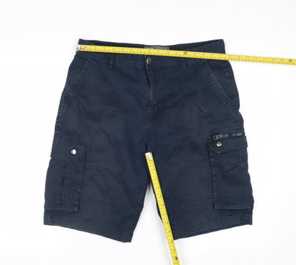 Denim Co Men's Blue Cargo Shorts W34 Regular Fit Utility Style