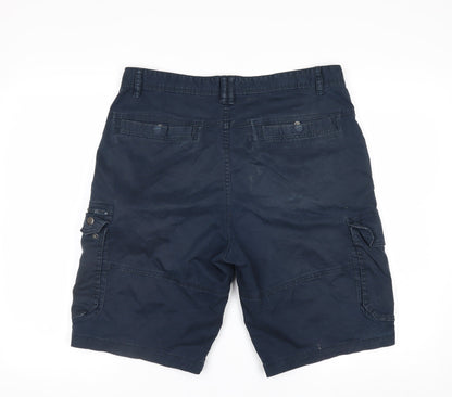 Denim Co Men's Blue Cargo Shorts W34 Regular Fit Utility Style