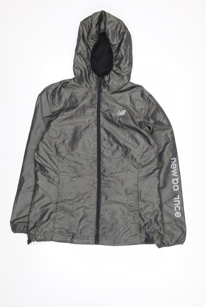 New Balance Men's Grey Hooded Windbreaker Jacket L Lightweight