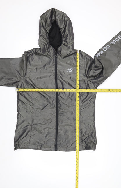 New Balance Men's Grey Hooded Windbreaker Jacket L Lightweight
