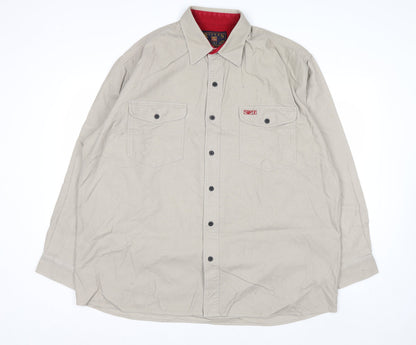 Rivers Men's Beige Cotton Long Sleeve Button-Up Shirt L