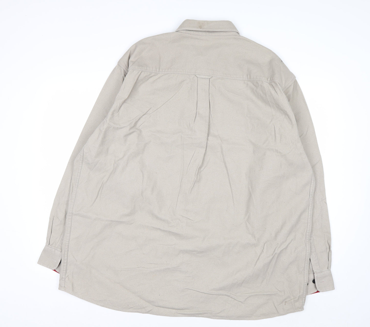 Rivers Men's Beige Cotton Long Sleeve Button-Up Shirt L