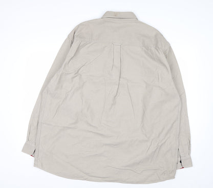 Rivers Men's Beige Cotton Long Sleeve Button-Up Shirt L