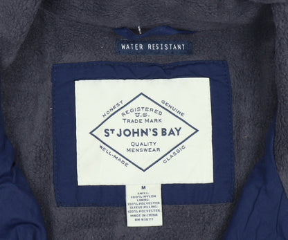 St John’s Bay Men’s Blue Water Resistant Nylon Jacket Size M