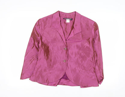 Ursula of Switzerland Women’s Pink Brocade Acetate Blazer Size 10