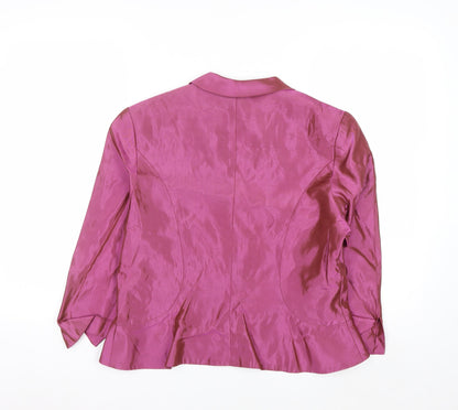 Ursula of Switzerland Women’s Pink Brocade Acetate Blazer Size 10