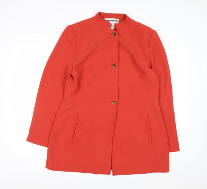 Rena Rowan Women Red Crepe Longline Blazer Size 12 Classic Fit