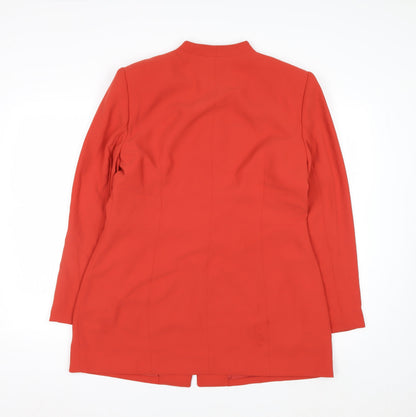 Rena Rowan Women Red Crepe Longline Blazer Size 12 Classic Fit