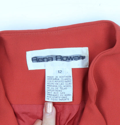 Rena Rowan Women Red Crepe Longline Blazer Size 12 Classic Fit