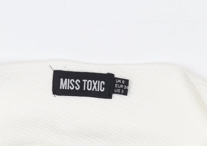 Miss Toxic Women's White One Shoulder Knit Top Size 6