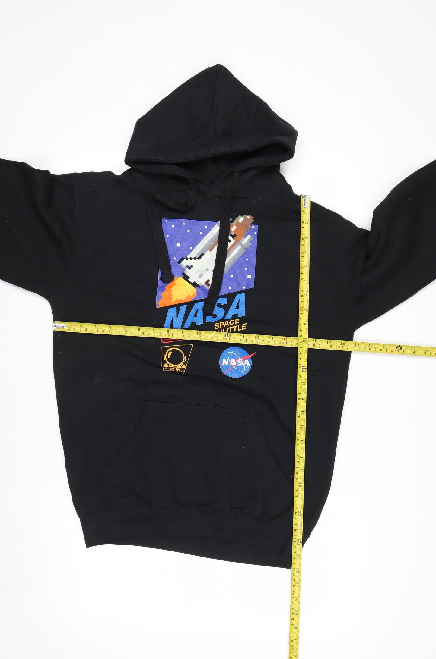 NASA Men's Black Pullover Hoodie M Space Graphic Print Sweatshirt