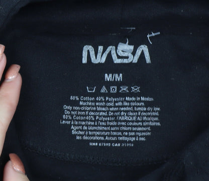 NASA Men's Black Pullover Hoodie M Space Graphic Print Sweatshirt