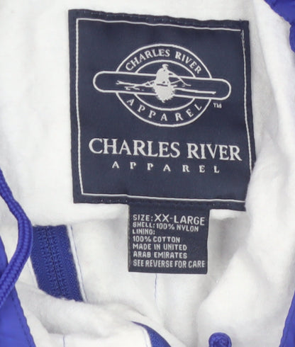 Charles River Apparel Men's Blue 2XL Hooded Windbreaker Jacket