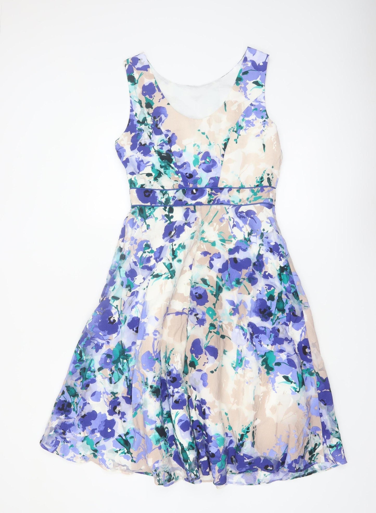 Monsoon Women's Multicoloured Floral Fit & Flare Sleeveless Dress UK 10