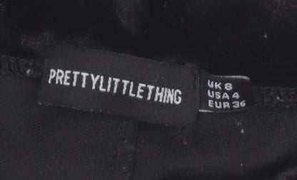 PrettyLittleThing Womens Black Velvet Leggings Size 8