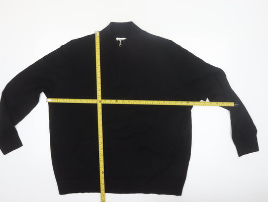 Marks and Spencer Autograph Men's Black 2XL Merino Wool 1/2 Zip Jumper