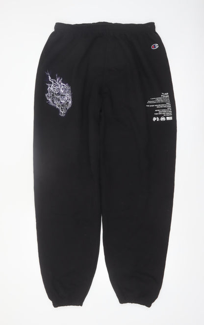 Champion Men's Black XL Fleece Sweatpants with Logo Print