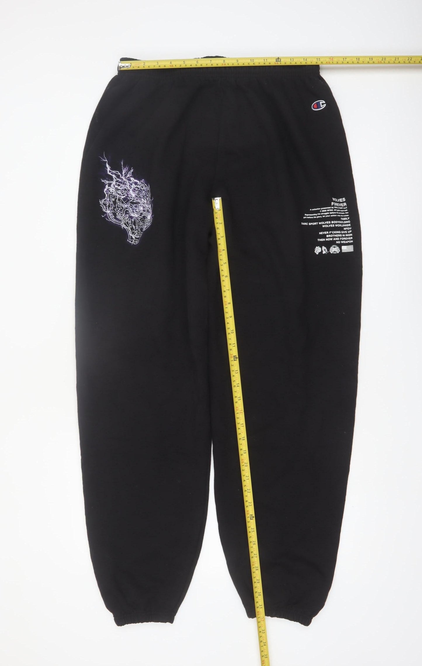 Champion Men's Black XL Fleece Sweatpants with Logo Print