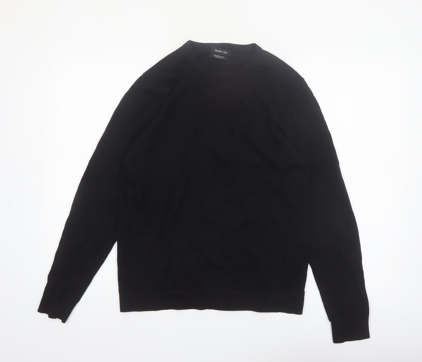 Massimo Dutti Men's Black Merino Wool Crew Neck Jumper M