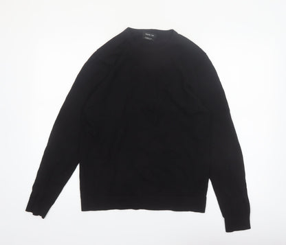 Massimo Dutti Men's Black Merino Wool Crew Neck Jumper M