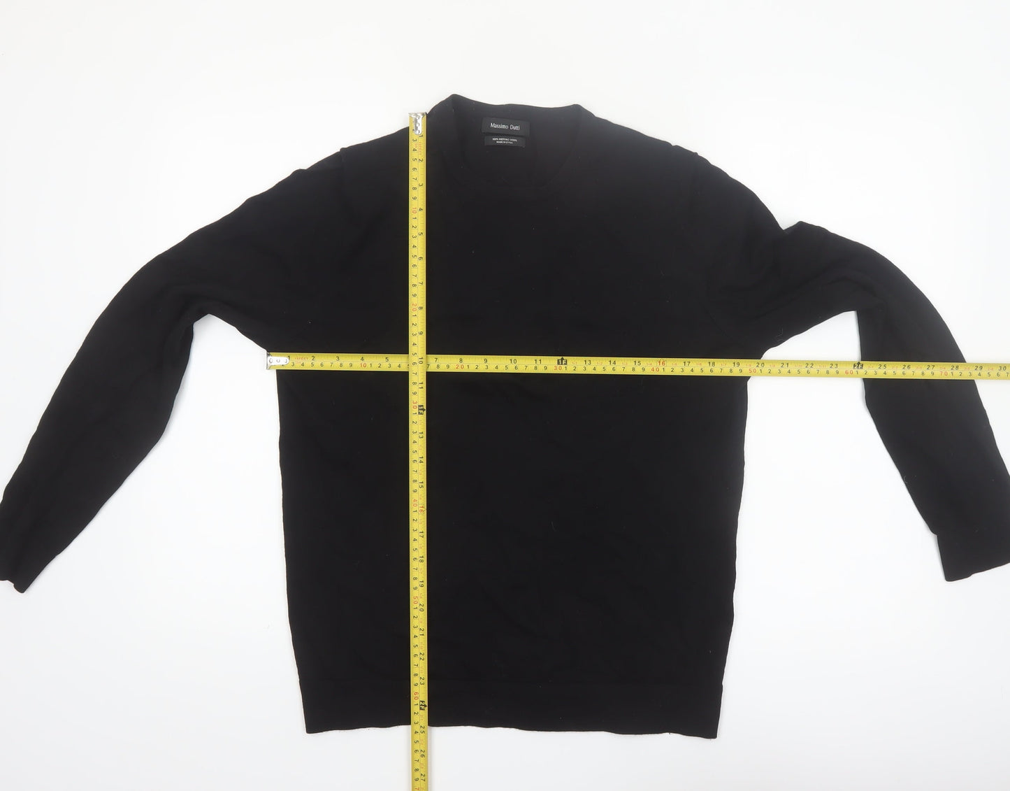 Massimo Dutti Men's Black Merino Wool Crew Neck Jumper M