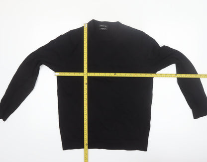 Massimo Dutti Men's Black Merino Wool Crew Neck Jumper M