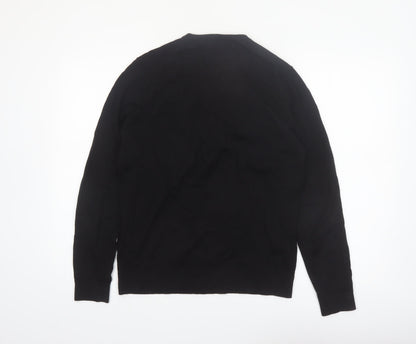 Massimo Dutti Men's Black Merino Wool Crew Neck Jumper M