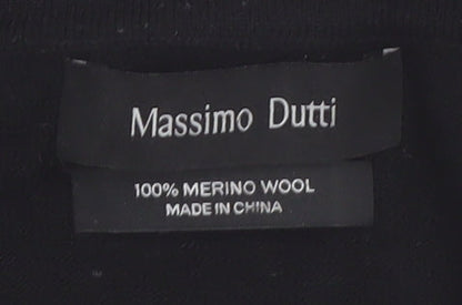 Massimo Dutti Men's Black Merino Wool Crew Neck Jumper M
