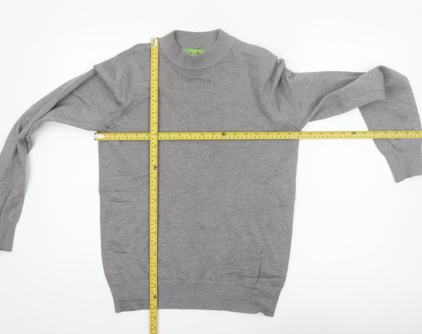 Feraud Men’s Grey Crew Neck Viscose Knit Pullover Jumper M