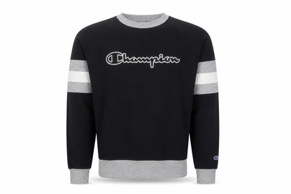 Champion Men's Black Grey Pullover Sweatshirt M Logo Sports Style