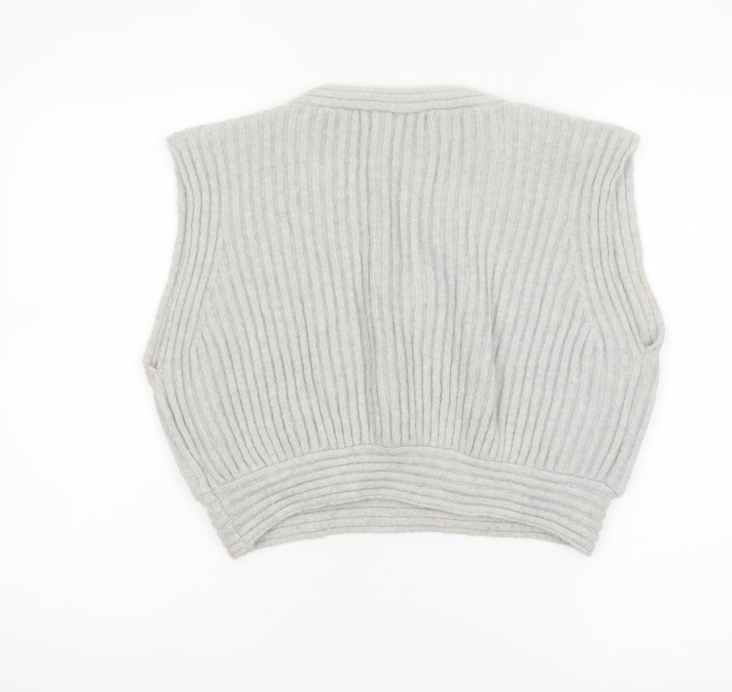 Elenza By L&L Women's Grey Sleeveless V-Neck Knit Vest Jumper S