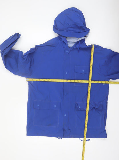 RedHead Men Blue Hooded Waterproof Rain Coat Jacket Size M