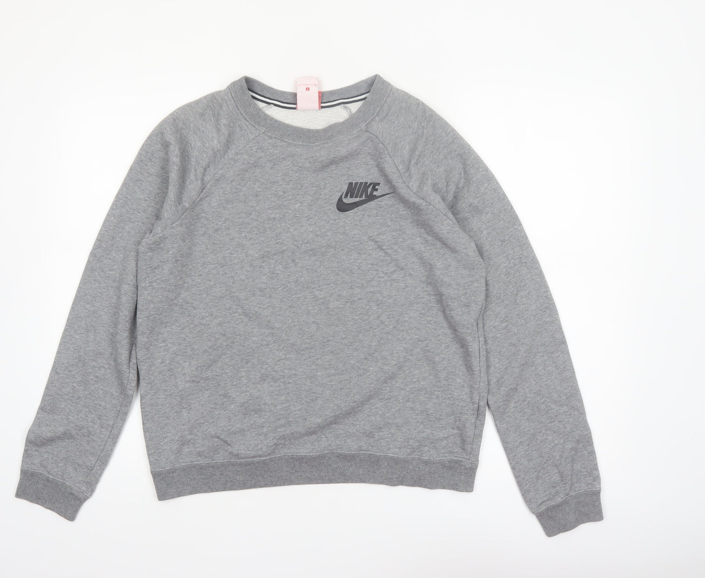 Nike Women Grey Small Pullover Sweatshirt Crew Neck Long Sleeve