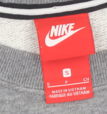 Nike Women Grey Small Pullover Sweatshirt Crew Neck Long Sleeve