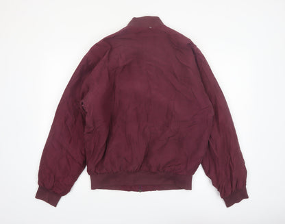 City Streets Men's Red Silk Bomber Jacket Size S Full Zip Casual