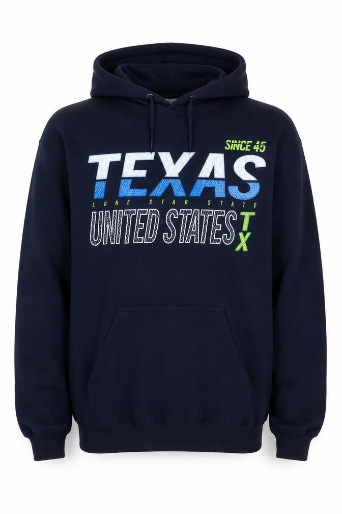 Gildan Men's Blue Texas USA Graphic Pullover Hoodie Medium
