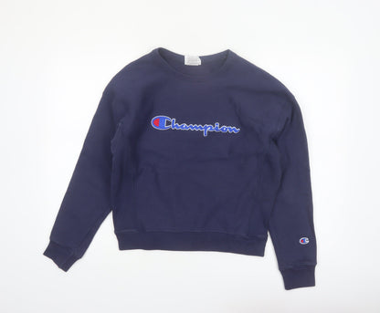 Champion Womens Navy Reverse Weave Sweatshirt Medium Cotton Blend