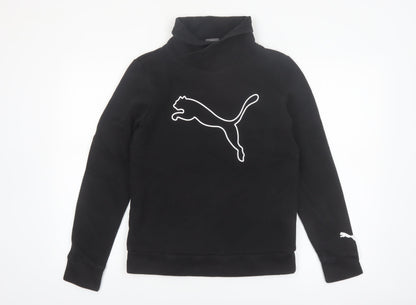 Puma Womens Black Small Pullover Sweatshirt with Logo Print