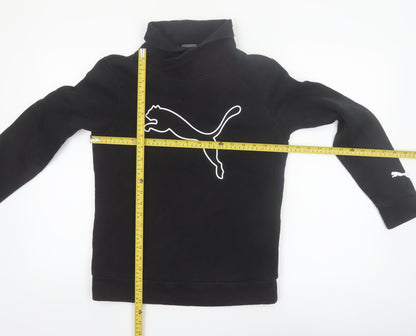 Puma Womens Black Small Pullover Sweatshirt with Logo Print