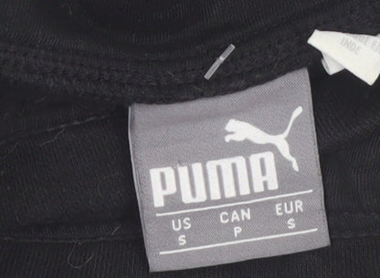 Puma Womens Black Small Pullover Sweatshirt with Logo Print