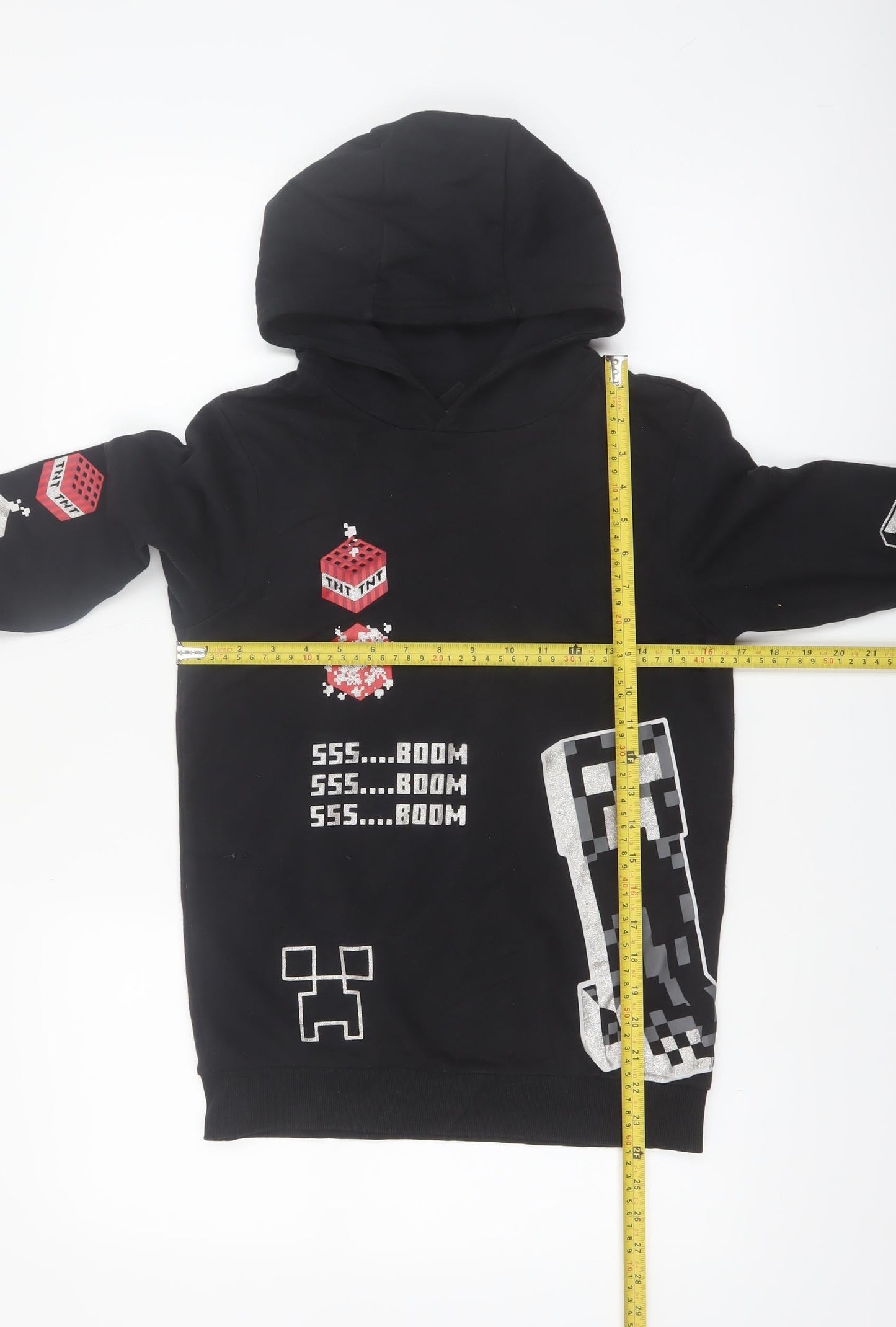 Minecraft Boys Black Hoodie 10-11 Years Pullover Creeper Print Hoodie