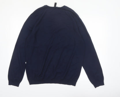 MAN Men's Blue XL Crew Neck Wool Acrylic Pullover Jumper