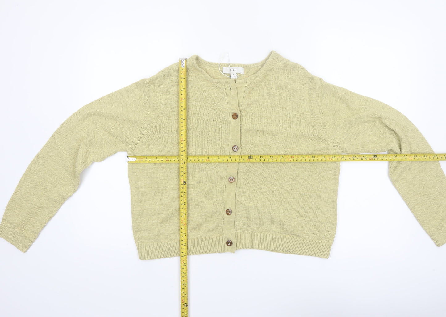 Marks and Spencer Women's Beige Knit Button Cardigan M